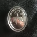 Фламинго. Монета серебряная,  500 тенге. Казахстан 2009 год