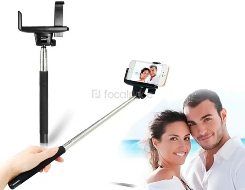 Выдвижной телескопический selfie монопод c bluetooth кнопкой на ручке